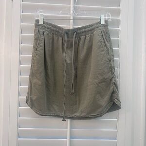 Lilla P Khaki Drawstring Mini Skirt
